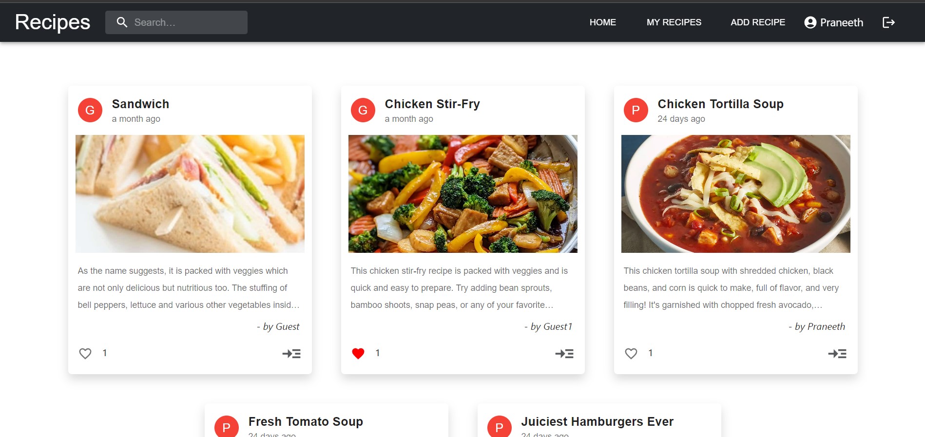 Kitchen Recipe Management screenshot