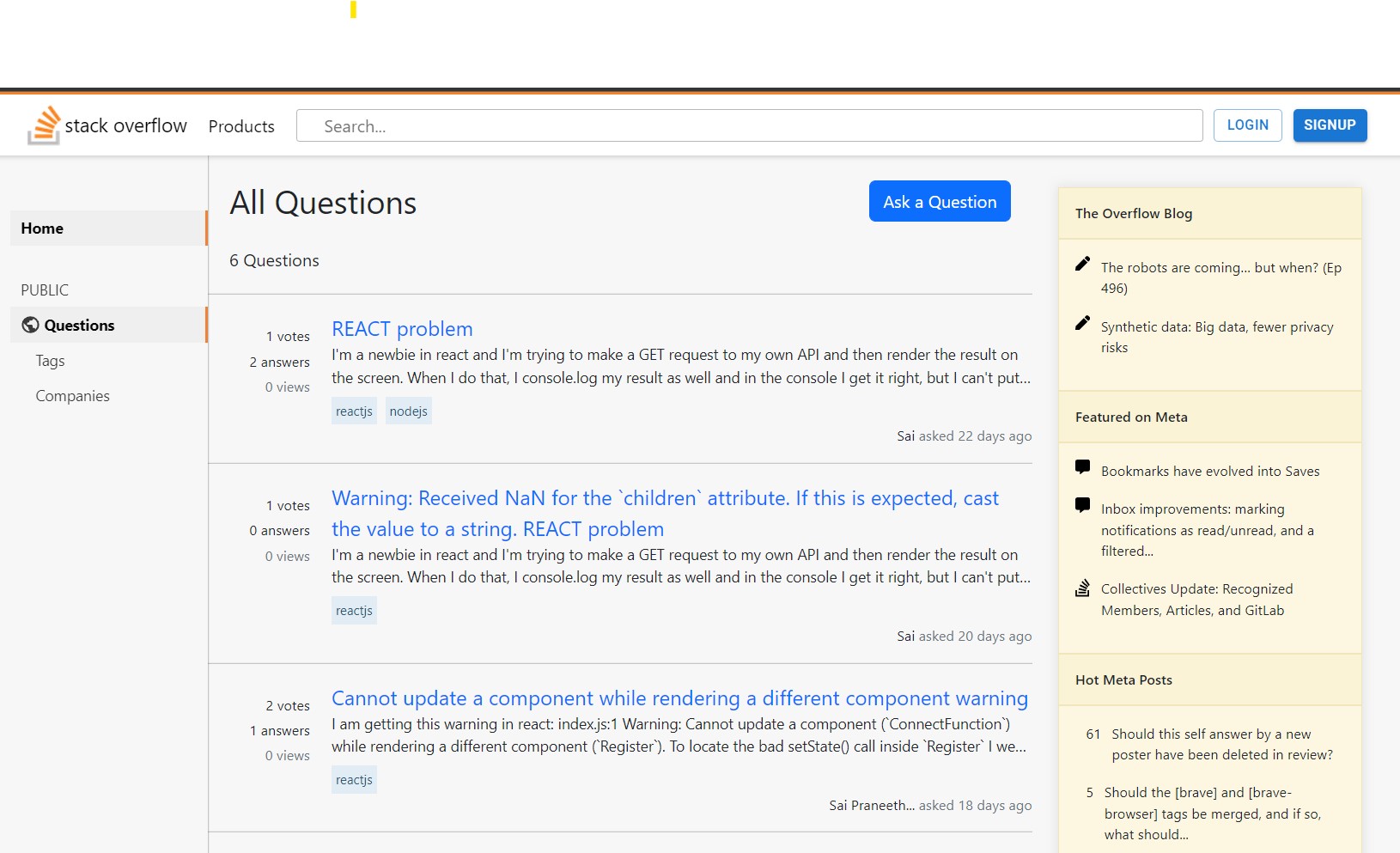 Stack Overflow Clone screenshot